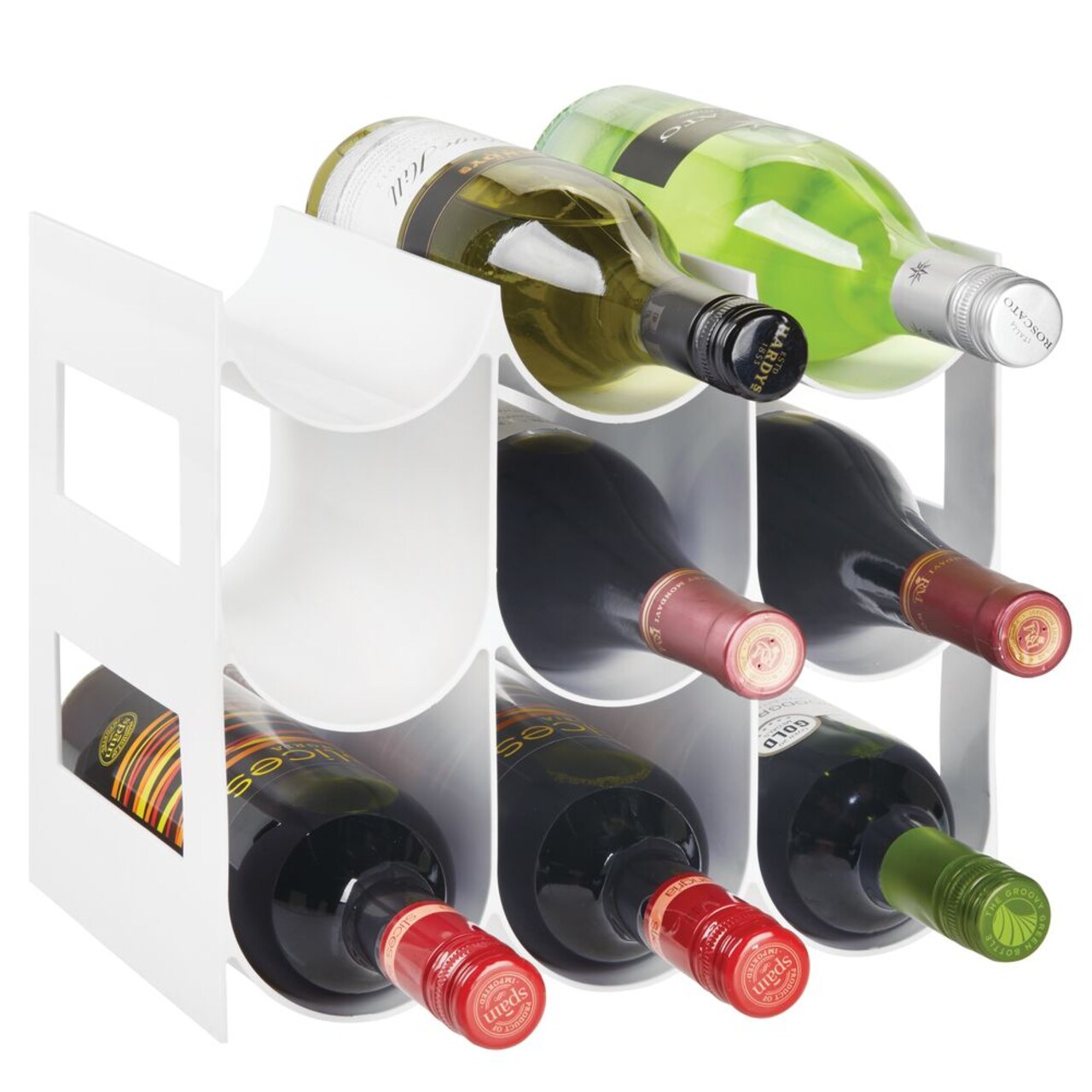 mDesign Plastic Water Bottle &#x26; Wine Rack Storage Holder